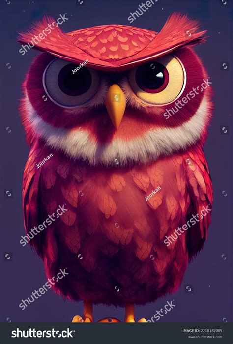Cute Sweet Red Owl Big Eyes Stock Illustration 2218182005 Shutterstock