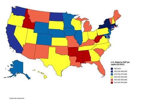 U S States By GDP Per Capita Q U S Department Of Commerce R MapPorn