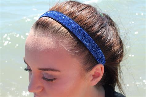 Blue Glitter Headband Adult Blue Headband Womens Headbands