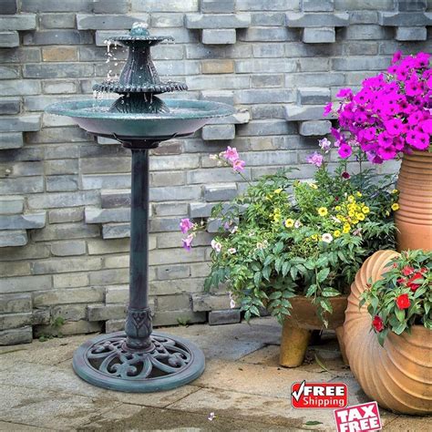 A large outdoor water fountain makes an unforgettable impression. Garden Bird Bath Fountain w Pump Pedestal 3 Tier Water ...