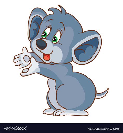 Cute Mouse Character Stands On Two Paws Royalty Free Vector