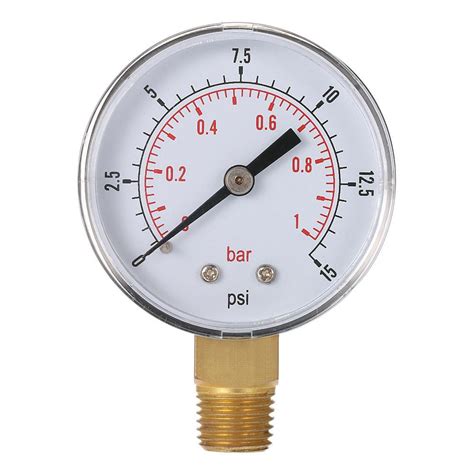 50mm Manometer 0~15psi 0~1bar Water Pressure Dial Hydraulic Pressure