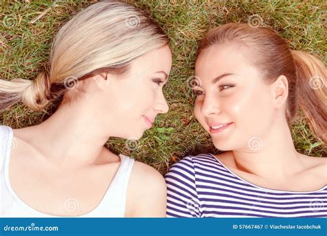 Close Up Of Lesbian Couple In Park Stock Image Image Of Friendship Couple 57667467