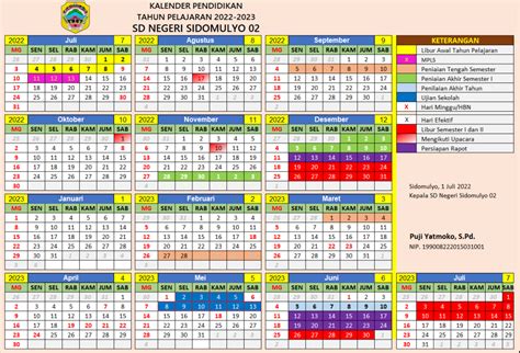 Kalender Pendidikan Tahun Pelajaran 20222023 Sd Negeri Sidomulyo 02