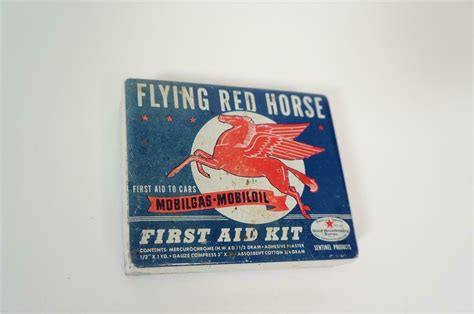 Fabulous 1940s Mobilgas Mobil Oil Flying Red Horse First Aid