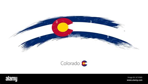 Flag Of Colorado State In Rounded Grunge Brush Stroke Vector