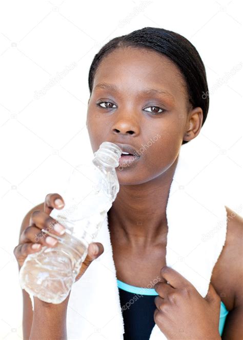 Beautiful Fitness Woman Drinking Water Stock Photo By ©wavebreakmedia