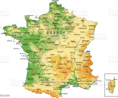 France Physical Map Stock Illustration Download Image Now Istock