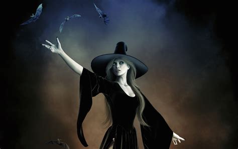 Witch With Hat Black Dress Fantasy Art Wallpaperhd Fantasy Girls