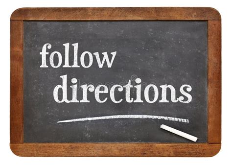Follow Directions Blackboard Sign Stock Image Image Of Handwriting