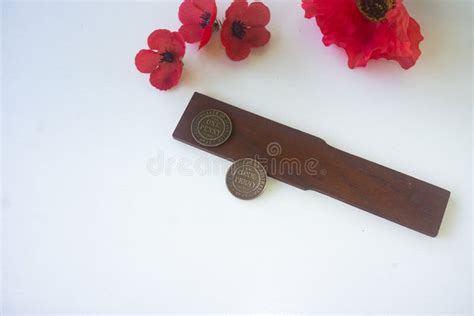Two Up Board And Pennies For Anzac Day Editorial Stock Photo Image