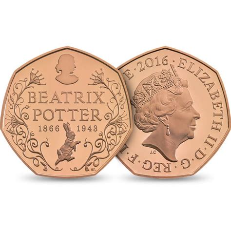 Beatrix Potter 150th Anniversary 2016 50p Gold Proof Coin Royal Mint