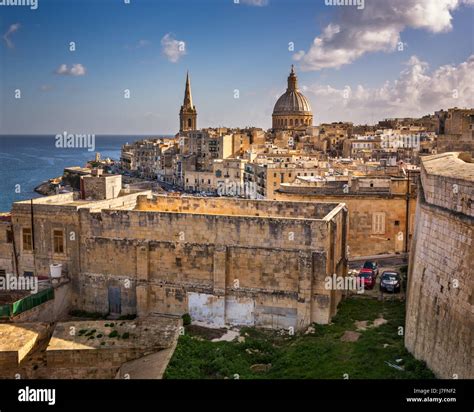 Skyline Von Der Maltesischen Hauptstadt Valletta Malta Stockfotografie