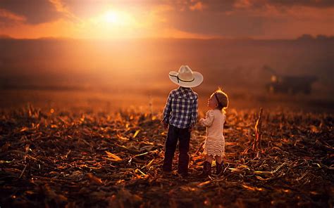 Hd Wallpaper Cute Brother Sister Children Sunset Photography Sky Two