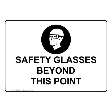 Safety Glasses Required When Unit Sign With Symbol Nhe 35893
