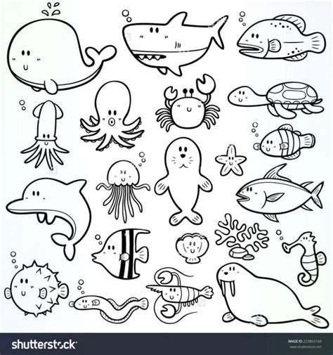 Legendary Vector Illustration Of Sea Animals Cartoon Coloring Ebook