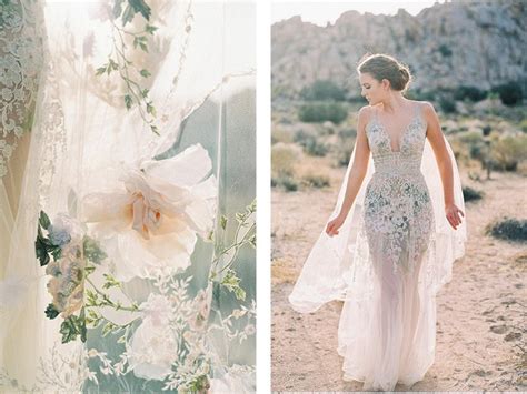 Claire Pettibone Dress With Floral Cape In Joshua Tree By Lucy Munoz