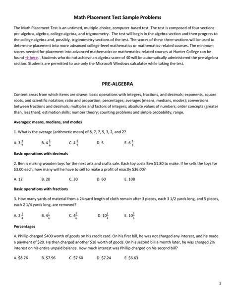 Stony Brook Math Placement Exam Practice Ericclevland