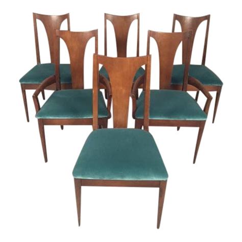 The colorful of eames style plastic chair. Vintage Lenoir Company Mid-Century Teal Velvet Dining ...