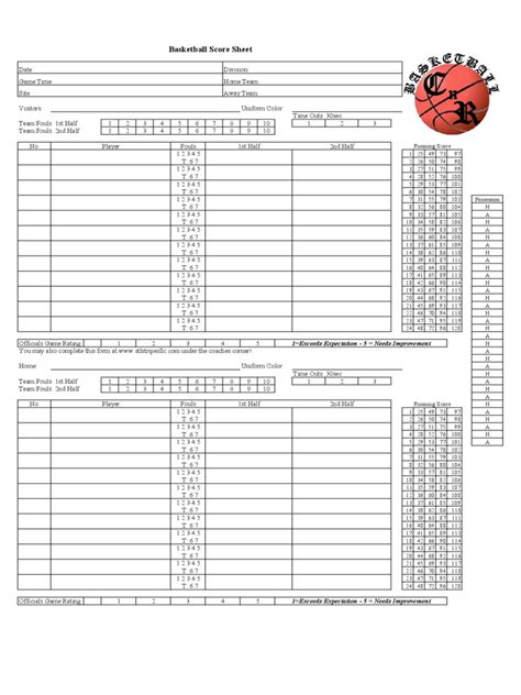 2020 Basketball Score Sheet Fillable Printable Pdf