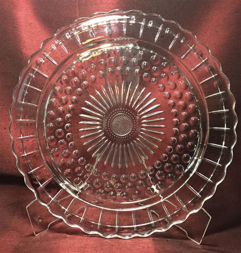 Vintage Federal Glass Pattern 2889 Dot And Panel Clear Glass 3 Footed Cake Plate 11 1 2