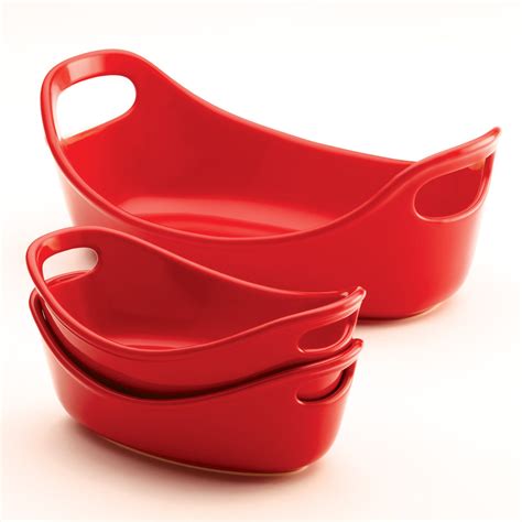 Rachael Ray Bubble And Brown Bakeware 3 Piece Oval Baking Dish Set