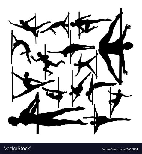 Male Pole Dancer Silhouettes Royalty Free Vector Image