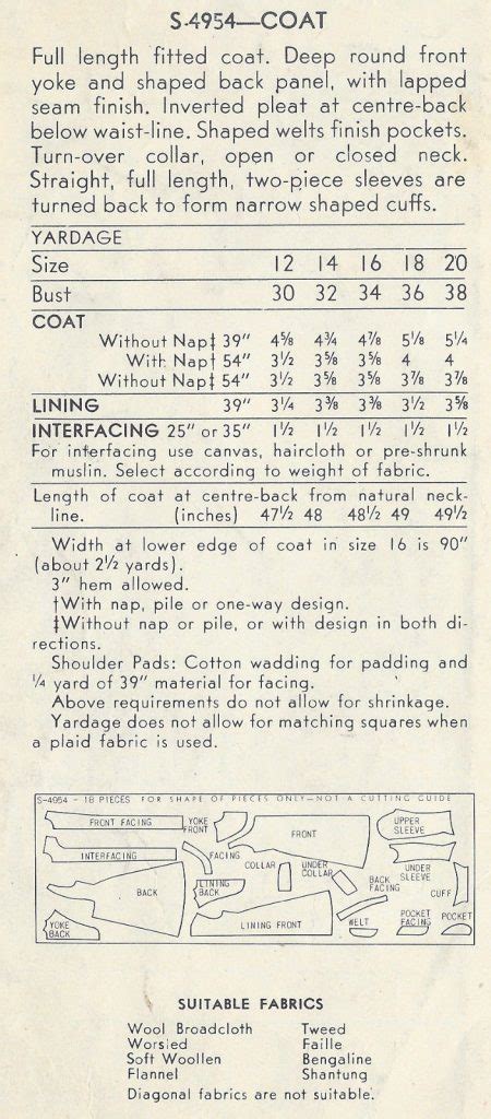1950s Vintage Vogue Sewing Pattern B30 Coat 1503 The Vintage