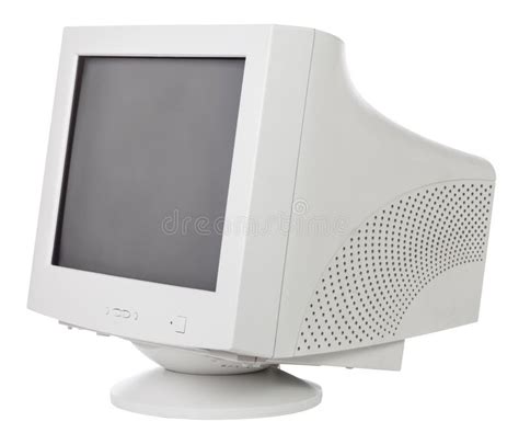 Old Crt Computer Monitor Front Isolated On White Stock Photo Image Of