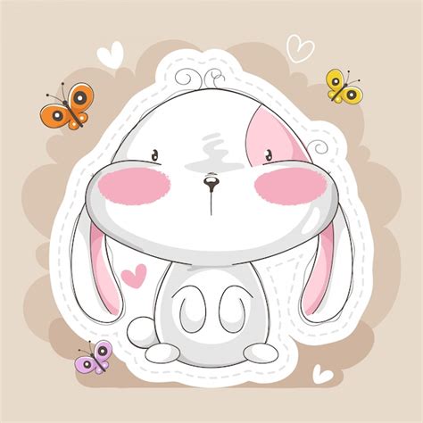 Premium Vector Illustration Of Bunny With Butterflies Flying