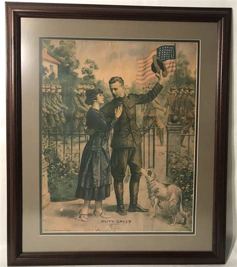 Wwi Duty Calls 1918 Framed Poster Renesch Chicago 1917 Military