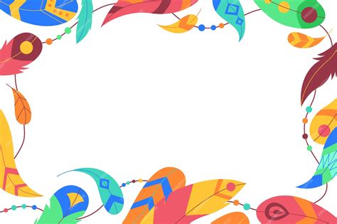 Free Vector Hand Drawn Colorful Boho Border With Feathers