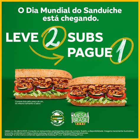 Subway comemora Dia Mundial do Sanduíche com promoção e doação para o
