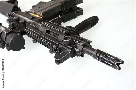 Heavily Used Military M16 Rifle With Short Barrel Stock Photo Adobe Stock