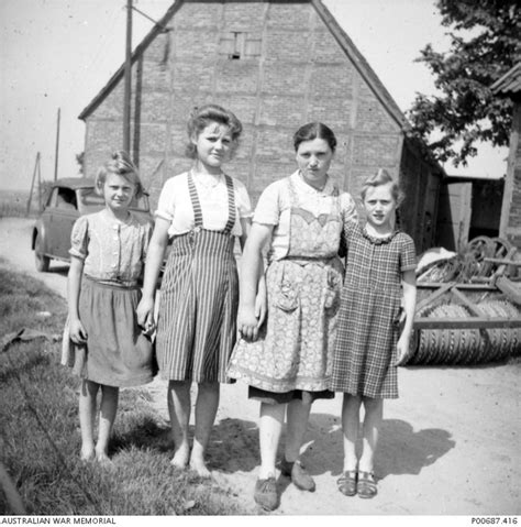 Germany 1945 05 German Girls With Russian Girl 3rd Left On A Farm Near Hamm 126 8