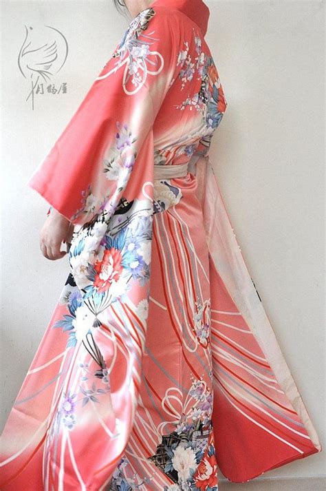 Japanese Silk Furisode Kimono Vintage Long Kimono Robe Etsy Long