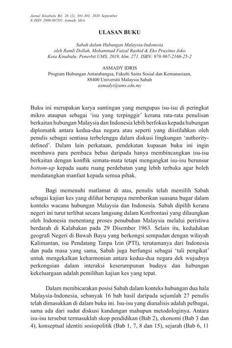 Pdf Sabah Dalam Hubungan Malaysia Indonesia
