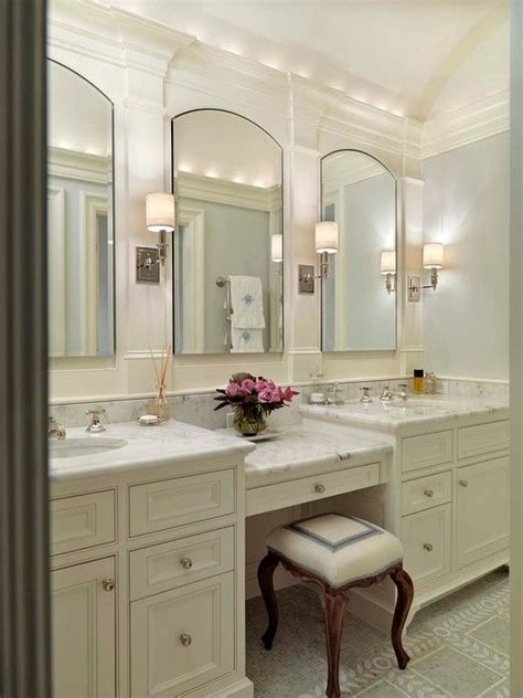 Wow, we are already into week 3 of the one room challenge. 3 arched mirrors over two sinks, with sconces in between ...