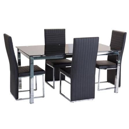 Cameron solid wood 4 seater dining set. Tempo Glass 4 Seater Dining Set | Glass top dining table ...
