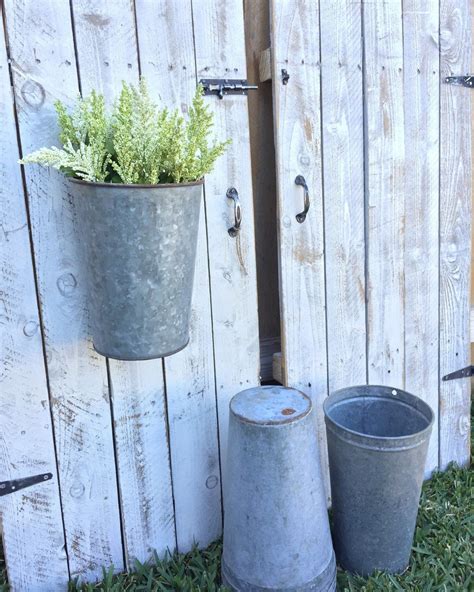 Vintage Galvanized Hanging Bucket This Galvanized Bucket Is One Of A