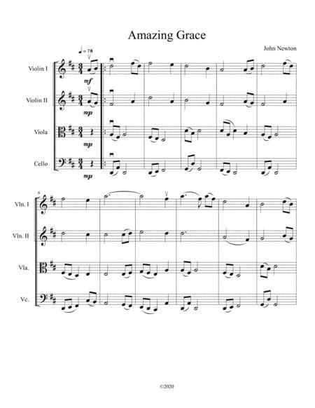 Amazing Grace For String Quartet Sheet Music Pdf Download