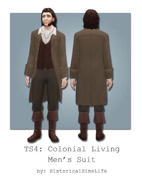 Ts4 Colonial Living Mens Suit History Lovers Sims Blog Sims 4