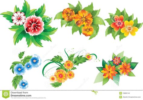 Il linguaggio dei fiori giapponese è chiamato hanakotoba. Insieme dei fiori colorati illustrazione vettoriale. Immagine di elemento - 19866140