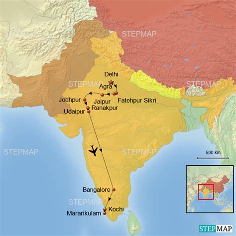 In einigen fällen führen geänderte. StepMap - Indien Karte Schütze - Landkarte für Deutschland