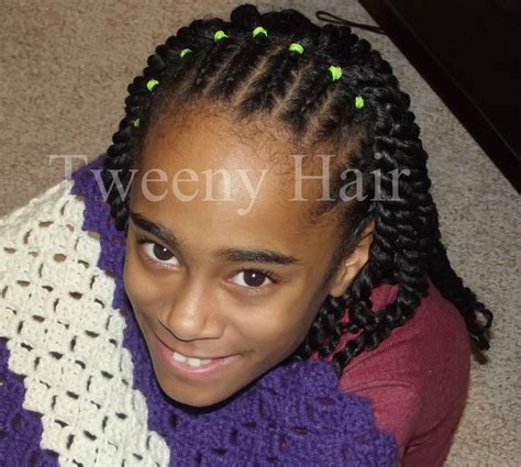 Starting with the natural hair braided however, unlike a. Tweeny Hair: Short Cornrows, Green Rubber Bands, and Two ...