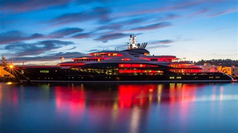Mega Yacht Water Night Lights Clouds Wallpaper Others Wallpaper
