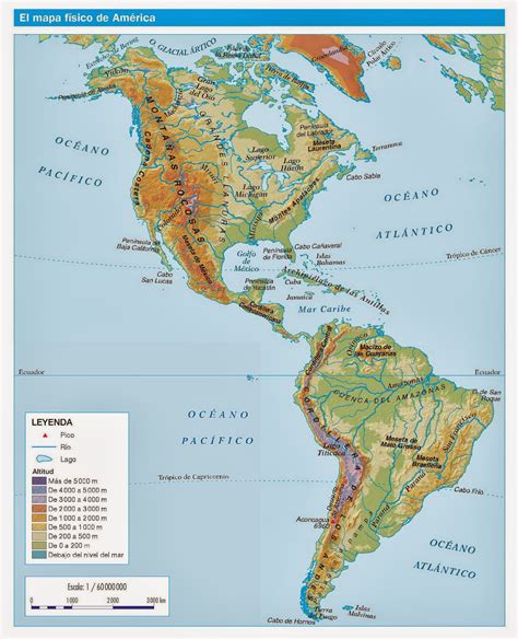 mapa de relieve de america del norte