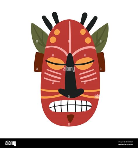 Tiki Totem Hawaii Máscara Exótica Ilustración Vectorial Plantilla De Máscara De Dibujos