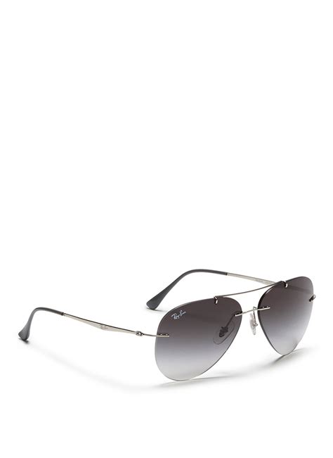 Ray Ban Aviator Light Ray Rimless Titanium Sunglasses In Grey
