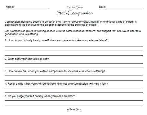 Self Compassion Worksheet Etsy